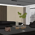 Minotti Modern Sofa Coffee Table Combination Living Room Leisure Chair Coffee Table Sofa Coffee Table Combination Silent Table Lamp 3d model