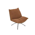 Brown Velvet Accent Chair With Cushioned Backrest And Black Star Shaped Metal Base
