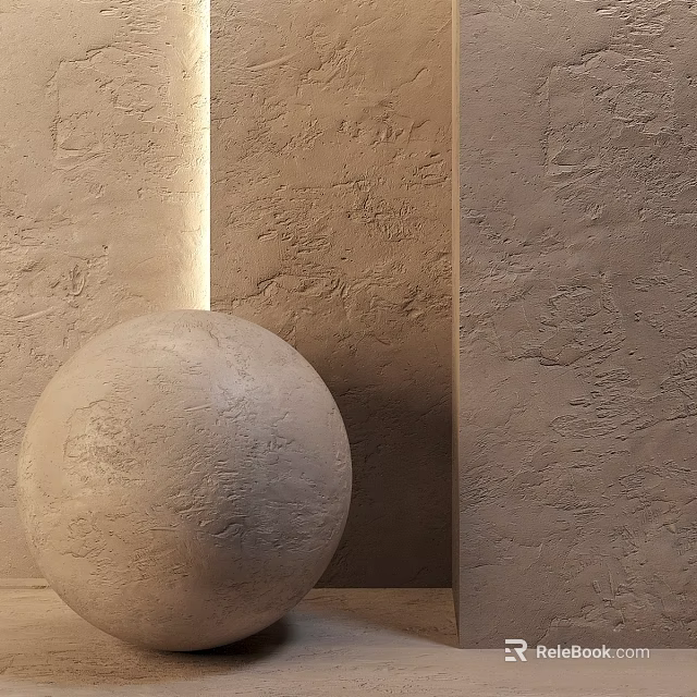 Stone Sphere Component with Rough Textured Walls in Light Brown Natural Rustic Design 3d model 