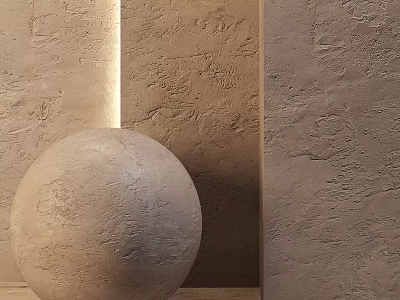 Stone Sphere Component with Rough Textured Walls in Light Brown Natural Rustic Design 3d model