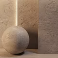 Stone Sphere Component with Rough Textured Walls in Light Brown Natural Rustic Design 3d model