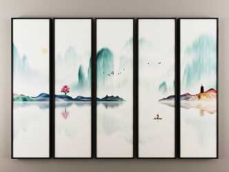 New Chinese Landscape Painting Hanging Painting 3d model