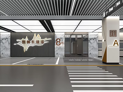 Modern parking lot floor 3d model