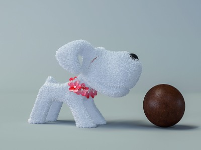 Modern toy plush dog 3d model