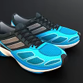 Blue Black Running Sneakers with Gray Stripes Mesh Design and Cushioned Sole