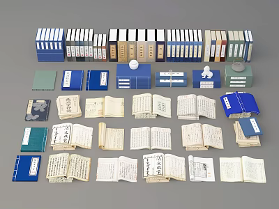 Diverse Open Books and Stacked Magazines Featuring Colored Covers and Various Sizes 3d model