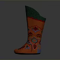 Vibrant Orange Socks Featuring Green Cuffs And Intricate Floral Patterns 3d model