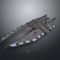 Sci Fi Spaceship Model With Metallic Worn Texture And White Striped Wings 3d model