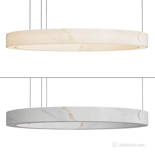 Modern Circular Pendant Light With Marble Texture And Two Tone Design For Interior Decor 3d model