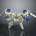 Mechanical Game Movie Character With White Yellow Blue Color And Winged Glowing Parts