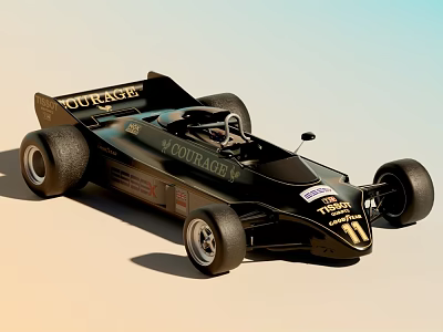 Black Formula Racing Car With Courage Branding Large Tires And Streamlined Design 3d model