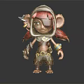 Cartoon Adventure Game Character With Red Hair White Hat Eye Patch And Clawed Feet