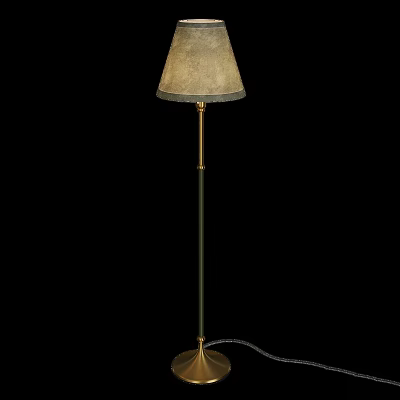 Elegant Floor Lamp With Neutral Fabric Lampshade And Slim Metal Pole 3d model