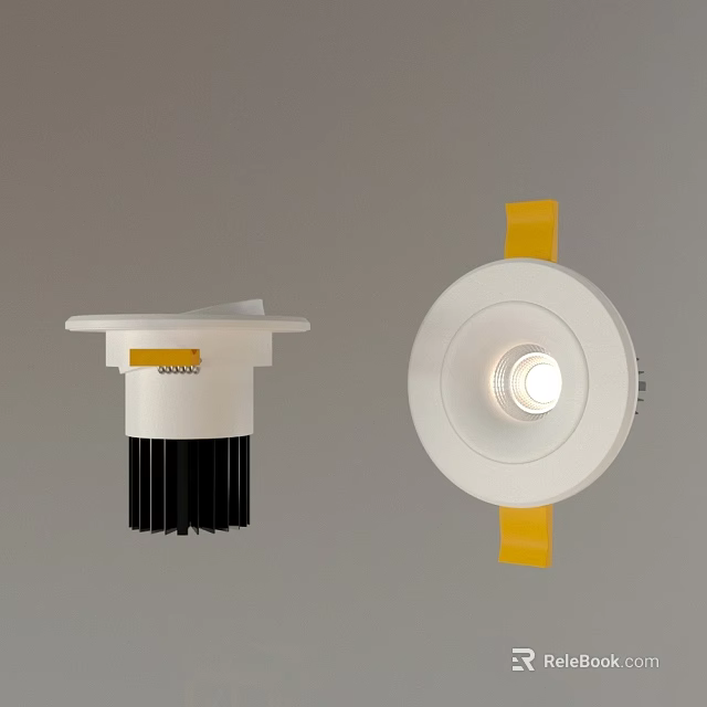 Modern Downlights and Spotlights With White Housing Recessed Installation Heat Sink and Contemporary Design 3d model 
