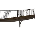 Curved Wrought Iron Balcony Railing With Ornate Designs And Support Structure