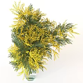 Yellow Flower Arrangements With Green Leaves In Clear Glass Vases For Decor