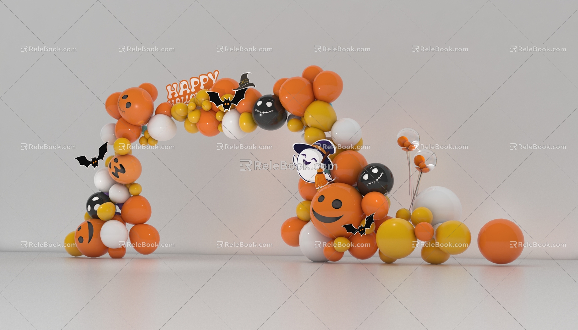 Modern Meichen Halloween Balloon Arrangement 3d model