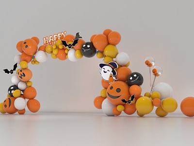 Modern Meichen Halloween Balloon Arrangement 3d model