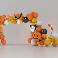 Modern Meichen Halloween Balloon Arrangement 3d model