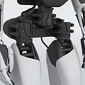 Three Game Movie Robot Characters With Front Side Back Views And Black White Detailed Structure