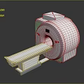 Modern Medical MRI Scanner Imaging Equipment With White Body Green Accent And Sliding Examination Table