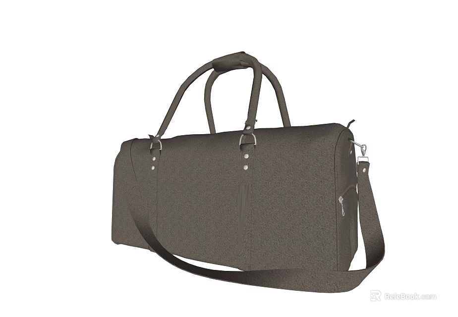 Gray Canvas Duffel Bag With Handheld Straps And Adjustable Shoulder Strap For Travel 3d model 