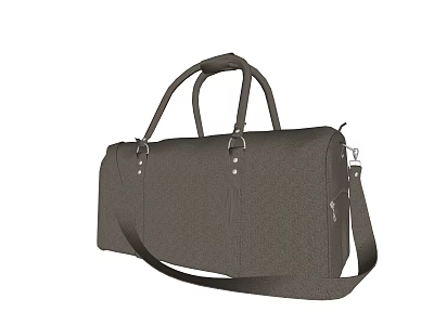 Gray Canvas Duffel Bag With Handheld Straps And Adjustable Shoulder Strap For Travel 3d model