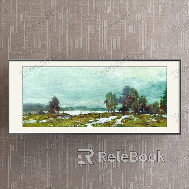 Modern Landscape Painting Green Restaurant Historical Painting Natural Landscape model