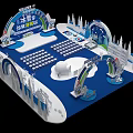 Joyful Ice and Snow Season Opening Day with Decorative Stage Seating Area and Snowflake Elements