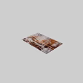 Square Carpet with Abstract Artistic Pattern in Brown Orange Gray Tones for Modern Living Room