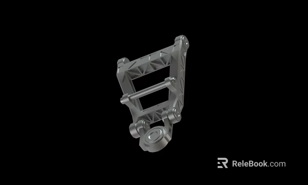 Detailed Metal Mechanical Component with Geometric Design and Connecting Brackets 3d model 