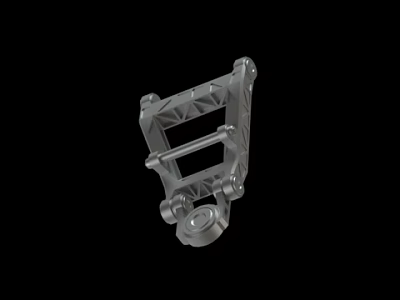 Detailed Metal Mechanical Component with Geometric Design and Connecting Brackets 3d model