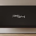 Modern Television Mounted On Wall Displaying PS4 Logo In Living Room