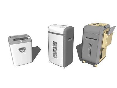 Three Different Office Shredders With Modern Designs And Secure Shredding Features 3d model