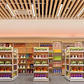 Bright Modern Supermarket Department Store With Shelves Displaying Food Items And Daily Necessities