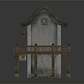 Ancient Chinese Traditional Building Featuring Two Story Tile Roof Wooden Balcony And Red Lanterns