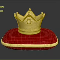 Luxurious Golden Crown Jewelry On Red Velvet Base With Gold Trim And Royal Design