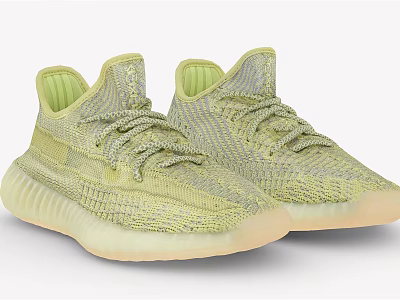 Light Green Casual Sports Sneakers With Knitted Upper And Transparent Sole Design 3d model