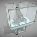 Industrial Machinery Equipment With Transparent Safety Enclosure And Metal Frame Platform