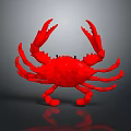 Red Crab 3D Render With Glossy Surface And Reflection On Dark Background