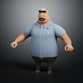 3D Cartoon Male Character With Stocky Build Blue Shirt Sunglasses And Beard Design