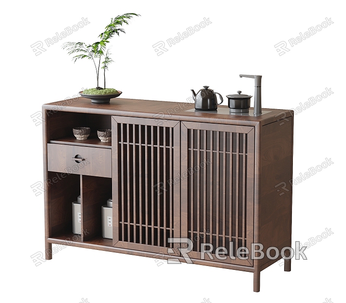 New Chinese-style Sideboard Tea Bar Machine Side Cabinet Plant Decoration model