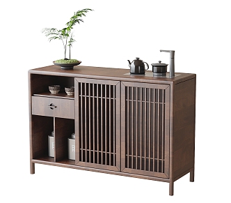 New Chinese-style Sideboard Tea Bar Machine Side Cabinet Plant Decoration 3d model