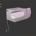 White Electronic Appliance With Green Indicator Purple Circular Port And Power Cable
