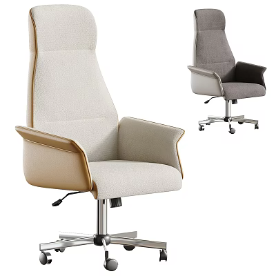 Modern Adjustable Office Chair With Armrests Wheels And Beige Brown Gray Colors 3d model