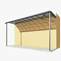 Modern Canopy with Metal Frame and Grid Design Installed Over Entryway on Light Tiled Floor 3d model