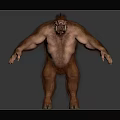 Fierce Game Movie Character Featuring Red Fur Muscular Body And Tusked Face Standing Posture