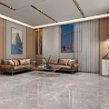 Modern Office Reception Desk Interior With Marble Countertop Pendant Lights Plant Decoration And Waiting Area