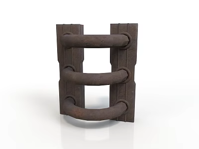 Industrial Metal Equipment With Three Horizontal Rings And Textured Surface Design 3d model