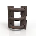 Industrial Metal Equipment With Three Horizontal Rings And Textured Surface Design